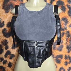 Buckle Up Baby Faux Leather Corset Top